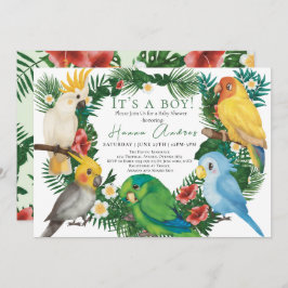 Convites Papagaios Tropicais aves exóticas Churrasco de Beb