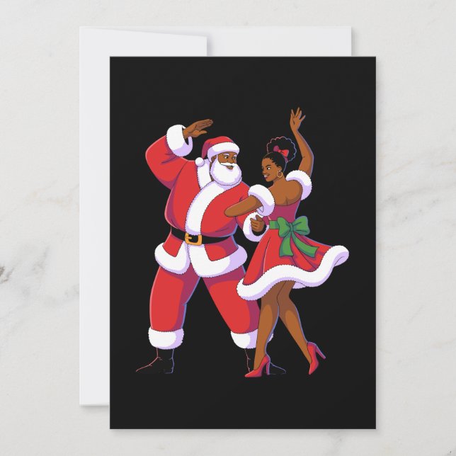 Convites Papai Noel Africano Dançando Natal Feriado Xmas (Frente)