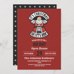 Convites Papai Noel andando de moto