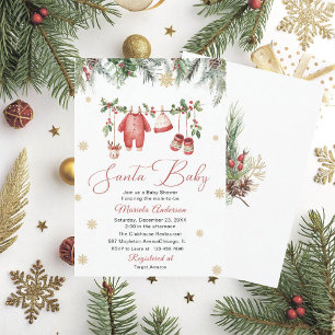 Convites Papai Noel Aquarela Bebê Inverno  Chã de Bebê mamã