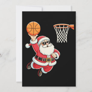 Convites Papai Noel Arremessando uma Bola de Basquete Natal