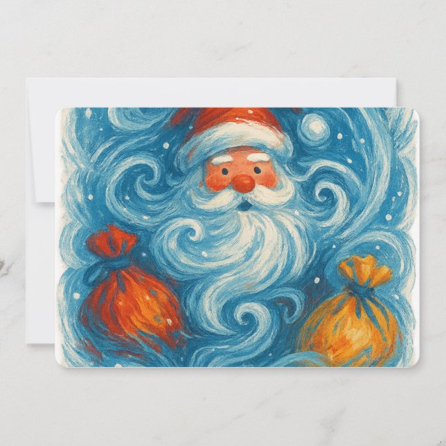 Convites Papai Noel caprichoso em uma tempestade de inverno (Frente)