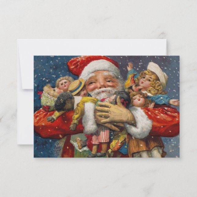 Convites Papai Noel com Braços Cheios de Bonecas (Frente)