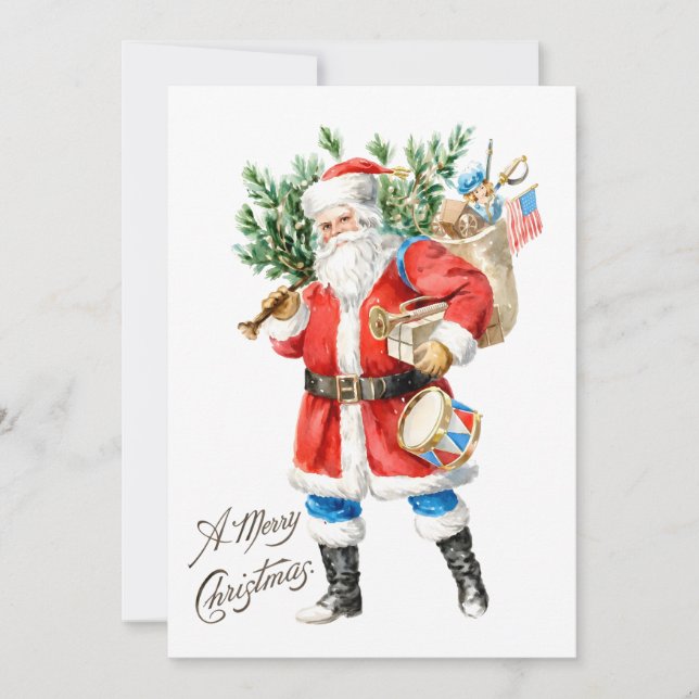 Convites Papai Noel com Brinquedos e Tambor (Frente)