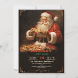 Convites Papai Noel comendo pizza<br><div class="desc">natal santa claus yummy,  almoço almoçar no xmas,  presente no inverno,  deliciosa comida,  pizza de férias,  retro art christmas,  santa claus</div>