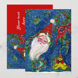 Convites PAPAI NOEL, COROAS de HOLLYBERRY, azul vermelho da