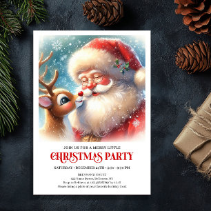 Convites Papai Noel Cute Rudolph Festa de Natal Família Ale
