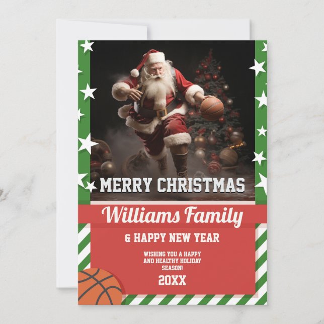 Convites Papai Noel de basquetebol (Frente)
