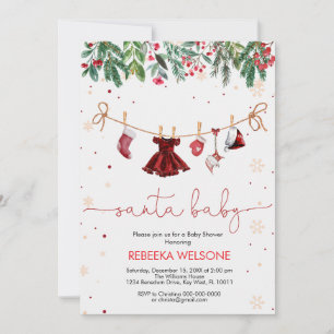 Convites Papai noel de bebê chá de fraldas de natal