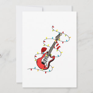 Convites Papai Noel de Guitarra Elétrica Música Natal Amant