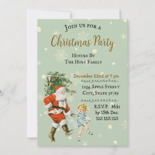 Convites Papai Noel de Natal de Férias Vintage Personalizad