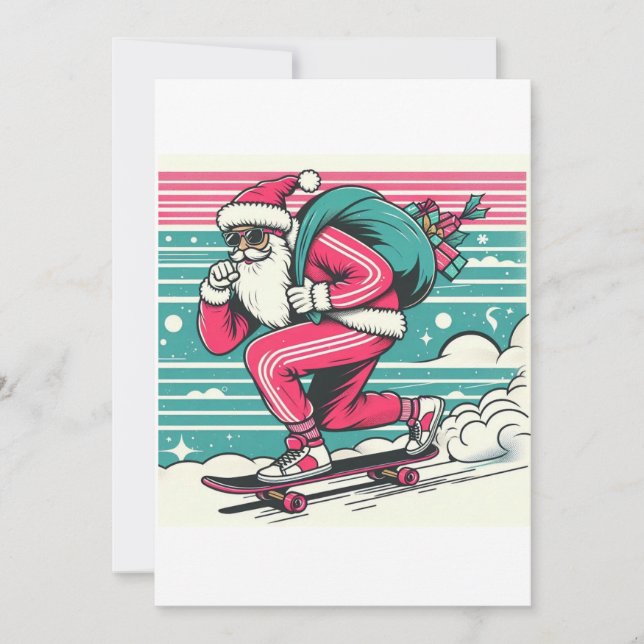 Convites Papai Noel de skate (Frente)