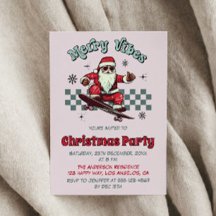 Convites Papai Noel de Skate Retro Festa de Natal Feliz