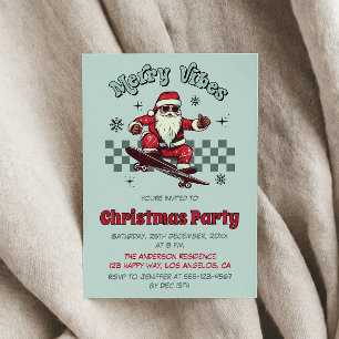 Convites Papai Noel de Skate Retro Festa de Natal Feliz