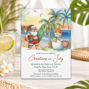 Convites Papai Noel de Verão & Boneco de Neve Natal em Julh