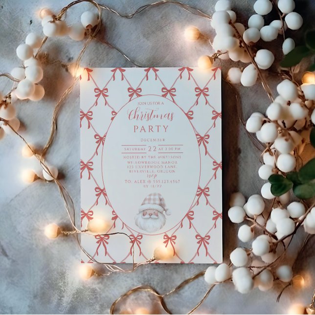 Convites Papai Noel do Laço de Rosto Natal (Criador carregado)