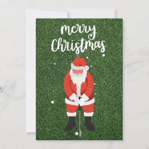Convites Papai Noel e bola de golfe no Natal verde