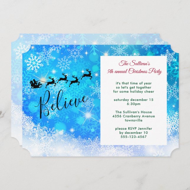 Convites Papai Noel e sua Reindeer Voadora (Frente/Verso)