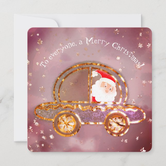 Convites Papai Noel em seu carro no Natal (Frente)