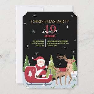 Convites Papai Noel em sua carruagem Festa de Natal