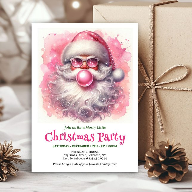 Convites Papai Noel Engraçado Clássico Com Óculos de Sol Na (Classic Funny Santa With Sunglasses Christmas Invitation

)