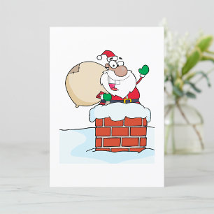Convites Papai Noel engraçado na chaminé