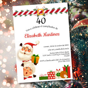 Convites Papai Noel Espanhol e Sra. Claus Natal Aniversário