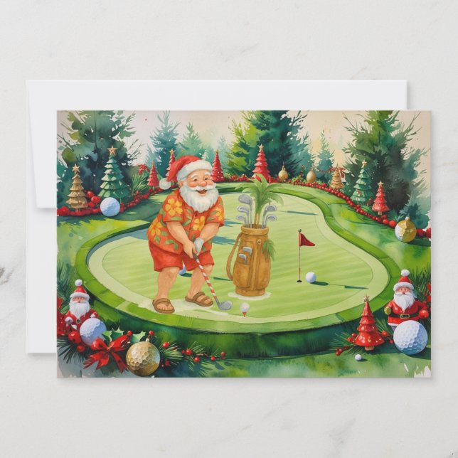 Convites PAPAI NOEL está jogando golfe no feriado de Natal (Frente)