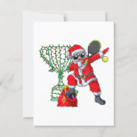 papai noel fazendo dab em uma raquete de tênis pre