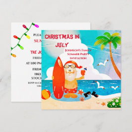 Convites Papai Noel Fofo Festa de Natal em Julho no Verão  