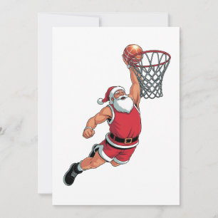 Convites Papai Noel Jogando Basquete Amantes do Esporte de