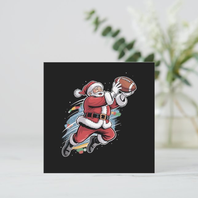 Convites Papai Noel Jogando Futebol Americano Natal  (Em pé/Frente)