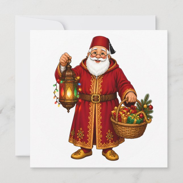 Convites Papai Noel marroquino com ornamento de lanterna (Frente)