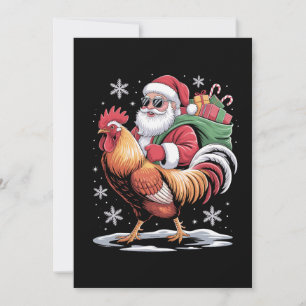 Convites Papai Noel montado em galo de Natal Fazenda Galinh
