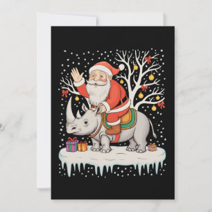 Convites Papai Noel Montado em Rinoceronte Neve Luzes de Na