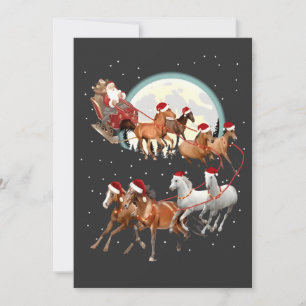 Convites Papai Noel montando cavalos, trenó equestre