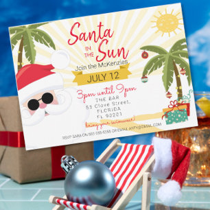 Convites Papai Noel na festa de verão australiana Natal