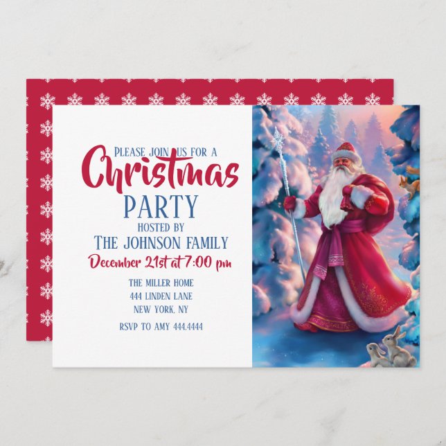 Convites Papai Noel na floresta (Frente/Verso)