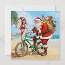 Convites Papai Noel na praia, Feliz Natal!