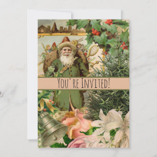 Convites Papai Noel Natal Antiquado Bela Arte
