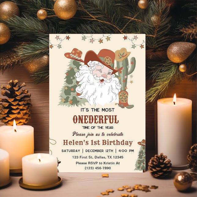 Convites Papai Noel Ocidental Que Diversão Aniversário de N (Criador carregado)