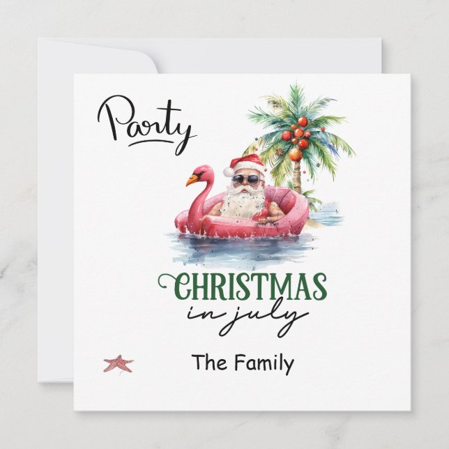 Convites Papai Noel para o Natal em julho (Frente)