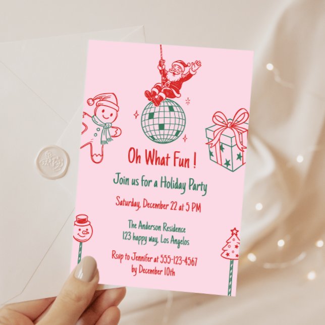 Convites Papai Noel Retro “Que Diversão” Festa de Natal  (Criador carregado)