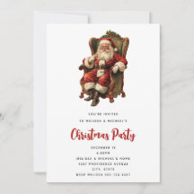 Papai Noel retrô sentado em uma cadeira de Natal