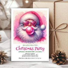 Convites Papai Noel rosa alegre mascando chiclete aquarela