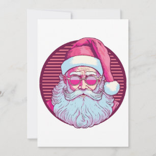 Convites Papai Noel rosa retrô vintage
