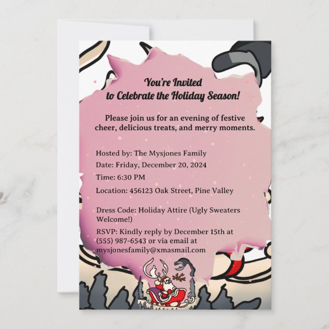 Convites Papai Noel Rústico em Trenó com Lanterna (Frente)