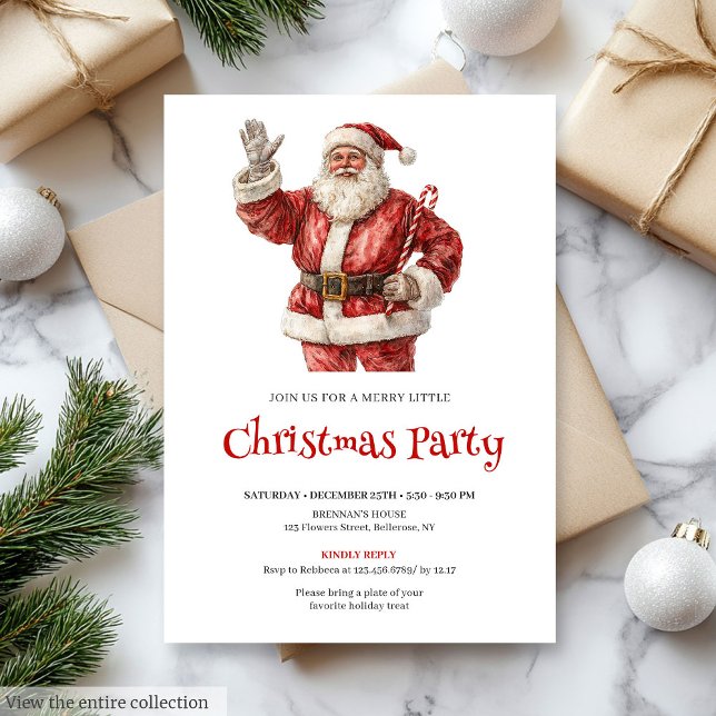Convites Papai Noel Simples Editável Natal Escritório   (Simple Santa Claus Editable Christmas Office Invitation

)
