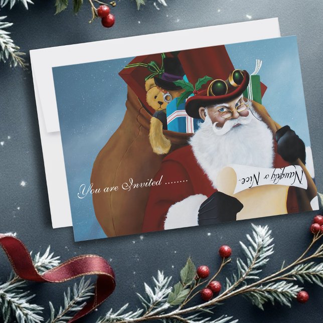 Convites Papai Noel Steampunk Fantasia de Natal Vitoriana A (Criador carregado)