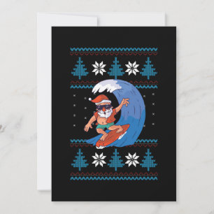Convites Papai Noel Surfista com Óculos de Sol Divertido Pa